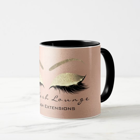 Eyelash Extention Beauty Studio Rose Gold Glitter Mug