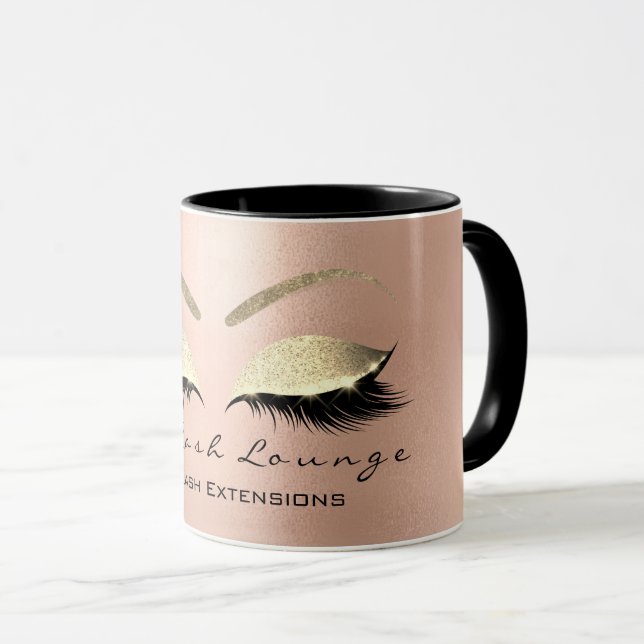 Eyelash Extention Beauty Studio Rose  Gold Glitter Mug (Front Right)