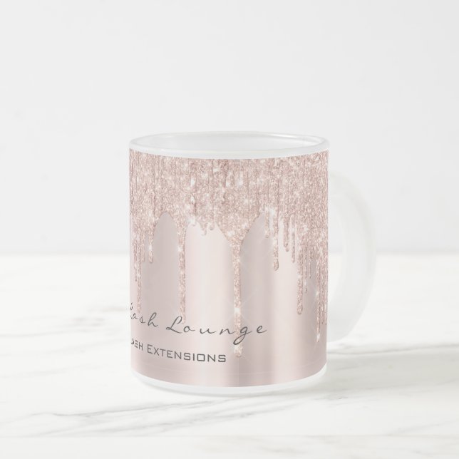 Eyelash Extention Beauty Studio Rose Spark Makeup Frosted Glass Coffee Mug (Front Right)