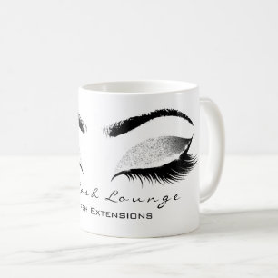 Eyelash Extention Beauty Studio Silve Gray Glitter Coffee Mug