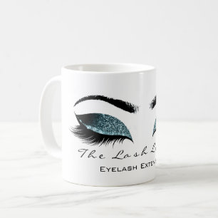 Eyelash Extention Beauty Studio Teal Glitter Coffee Mug