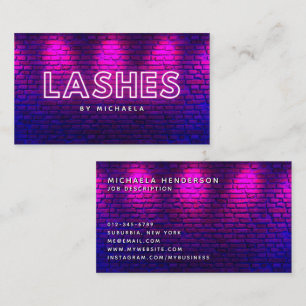 Eyelash/Lash Extensions Modern Pink Neon & Bricks Business Card