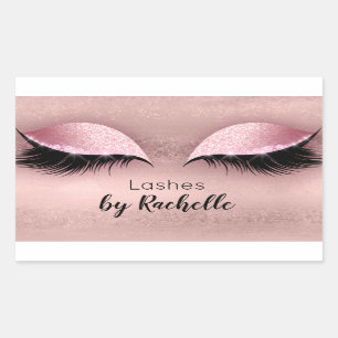 Eyelash Lashes Makeup Blush Pink Rectangular Sticker