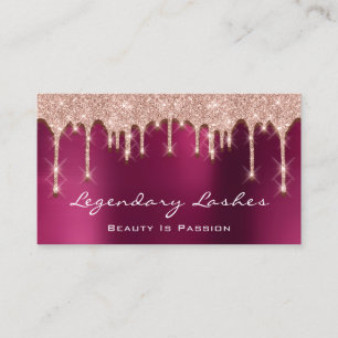 Eyelash Makeup Artist Art 3D Drips Rose Berry Business Card