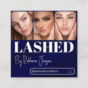  Eyelash Makeup Artist Blue Beauty Salon qr code Square Business Card