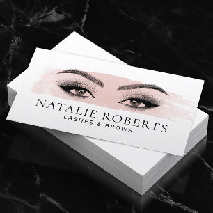 Eyelash Makeup Artist Blush Pink Brushstroke Business Card
