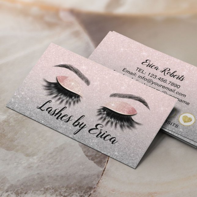 Eyelash Makeup Artist Blush Pink Glitter Loyalty Card (Creator Uploaded)