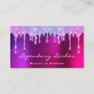 Eyelash Makeup Artist Holograph Drips Pink Berry Business Card