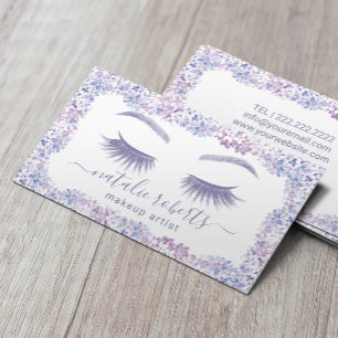 Eyelash Makeup Artist Lavender Floral Beauty Salon Business Card