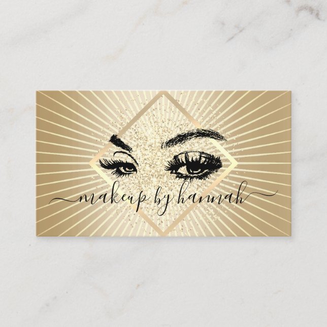 Eyelash Makeup Artist Modern Gold Beauty Salon Business Card (Front)