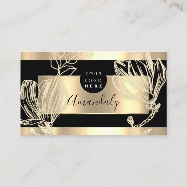 Eyelash Makeup Artist QR Code Logo Black Gold Business Card (Front)
