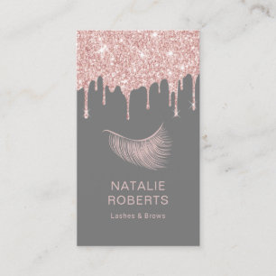Eyelash Makeup Artist Rose Gold Drips Beauty Salon Business Card
