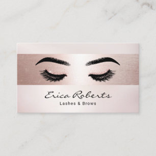 Eyelash Makeup Artist Rose Gold Stripe Salon Business Card