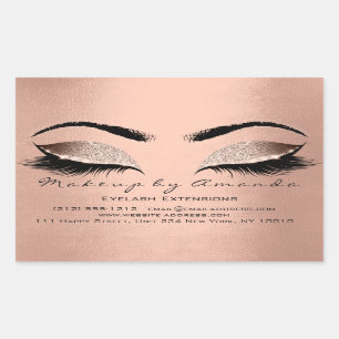 Eyelash Makeup RSVP Beauty Blush Rose Gold Glitter Rectangular Sticker