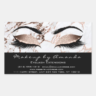Eyelash Makeup RSVP Copper Marbl Rose Gold Glitter Rectangular Sticker