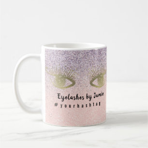 Eyelash Salon Business Glitter Pink Gold Script Coffee Mug