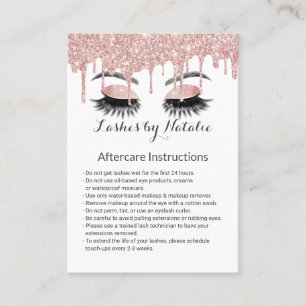 Eyelash Salon Rose Gold Drip Aftercare Instruction Business Card