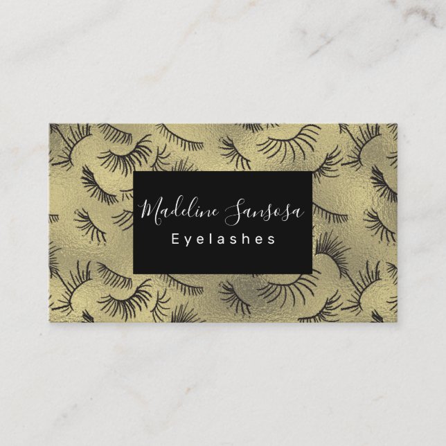Eyelash Technician Gold  Business Card (Front)