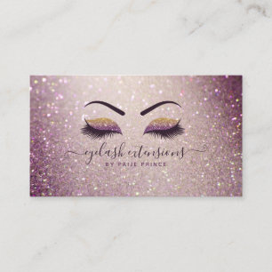 Eyelash Technician Lash Stylist Purple Glitter Business Card