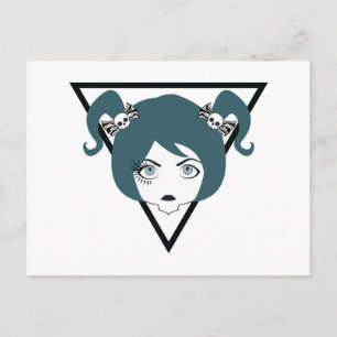 eyelashed lady postcard