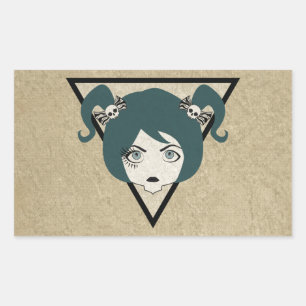 eyelashed lady rectangular sticker