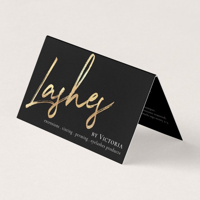 Eyelashes Aftercare Loyalty Gold Foil All In One  Business Card (Front)