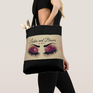 Eyelashes and Brows - Burgundy Red Glitter Tote Bag