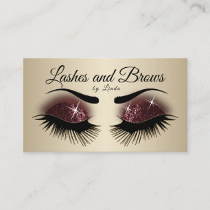 Eyelashes and Brows - Burgundy Wine Glitter Business Card