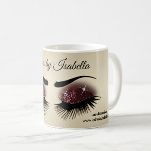 Eyelashes and Brows - Burgundy Wine Glitter Coffee Mug