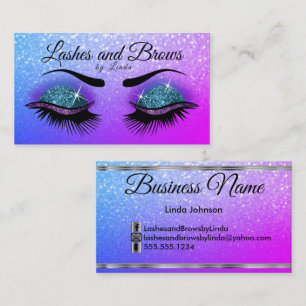 Eyelashes and Brows - Colourful Glitter Business C Business Card