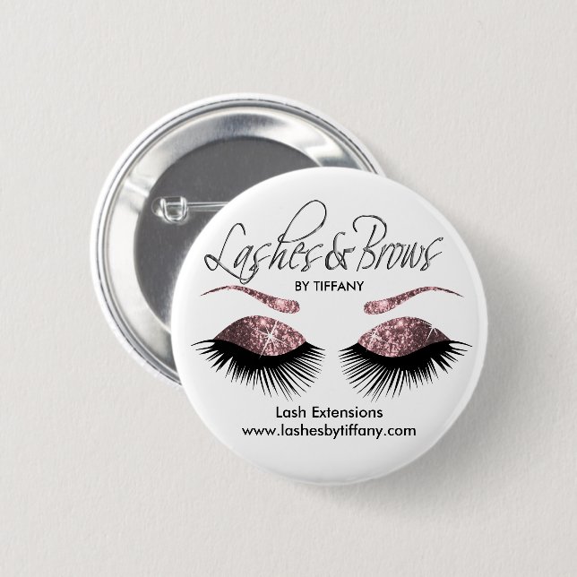 Eyelashes and Brows - Dusty Rose 6 Cm Round Badge (Front & Back)