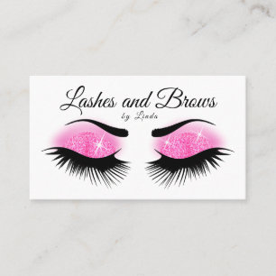 Eyelashes and Brows - Hot Pink Glitter Business Card