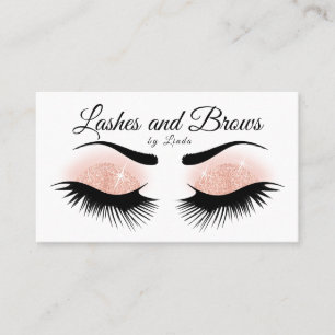 Eyelashes and Brows - Peach Rose Glitter Business Card