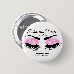 Eyelashes and Brows - Pink 6 Cm Round Badge