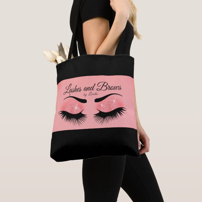 Eyelashes and Brows - Pink Coral Tote Bag (Close Up)
