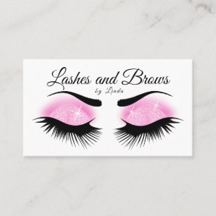 Eyelashes and Brows - Pink Glitter Business Card