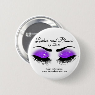 Eyelashes and Brows - Purple 6 Cm Round Badge