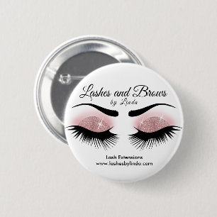 Eyelashes and Brows - Rose Gold 6 Cm Round Badge