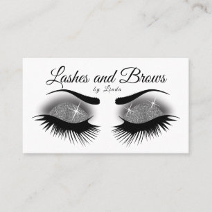 Eyelashes and Brows - Smokey Grey Glitter Business Card