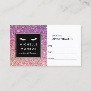 Eyelashes and Purple/Pink Glitter Appointment Card