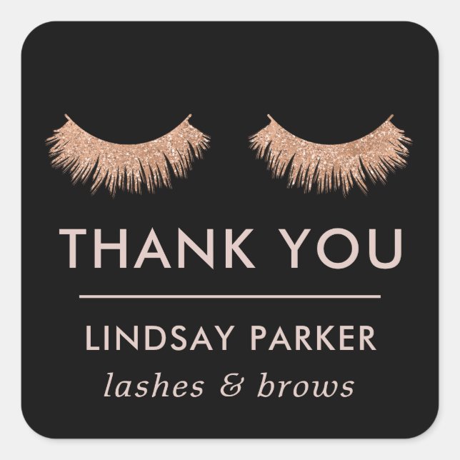 Eyelashes Black Makeup Artist Thank You Sticker (Front)