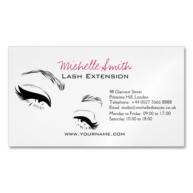 Eyelashes brows Permanent Makeup Artist Eyes Lash Magnetic Business Card (Front)