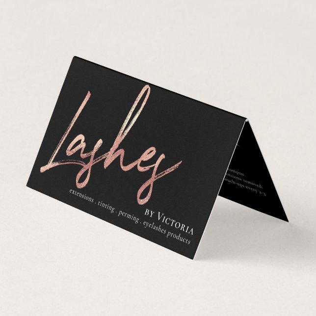Eyelashes Care Loyalty Rose Gold Foil All In One Business Card (Front)