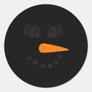 Eyelashes Christmas Outfit Snowman Face Costume Gi Classic Round Sticker