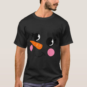 Eyelashes Christmas Outfit Snowman Face Costume Gi T-Shirt