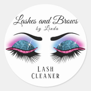 Eyelashes Extension Cleaner - Blue and Pink Classic Round Sticker
