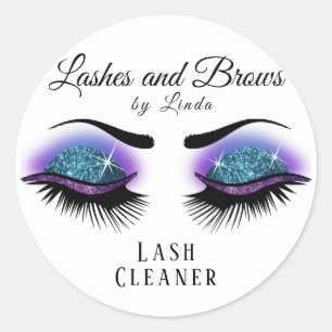 Eyelashes Extension Cleaner - Blue and Purple Classic Round Sticker