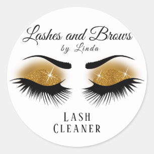 Eyelashes Extension Cleaner Design - Gold Classic Round Sticker