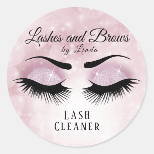 Eyelashes Extension Cleaner Design - Pretty Pink Classic Round Sticker
