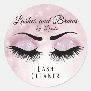 Eyelashes Extension Cleaner Design - Pretty Pink Classic Round Sticker